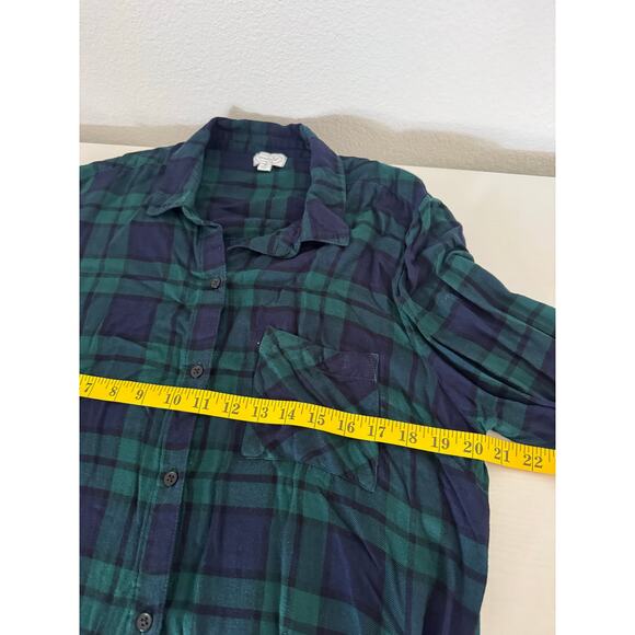 Mud Pie Womens Flannel Dress Blue Green Soft Western Size Medium - Picture 7 of 7